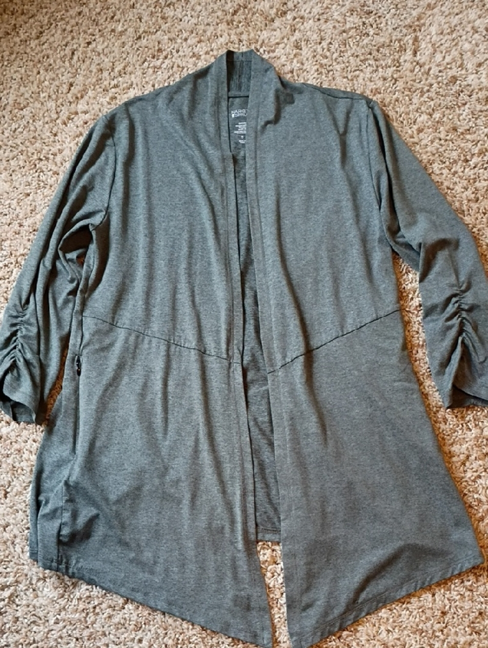 Market & Spruce Heathered Green Open-Front Longline Blazer Cardigan